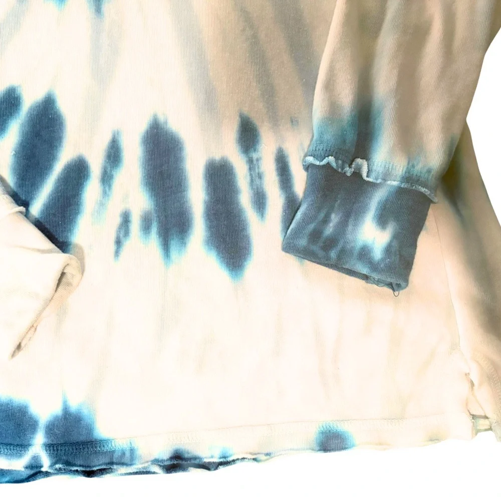 TIE DYE HOODIE SWEATSHIRT Blue White Boho Pullover Cozy Loungewear Womens SZ 3X - Picture 9 of 12